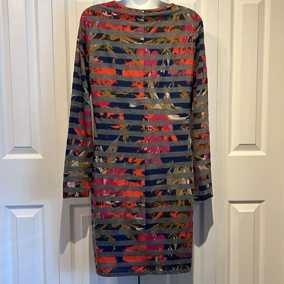 Trina‎ Turk Milana Floral Stripe Long Sleeve Lined Dress Size M - Picture 6 of 12